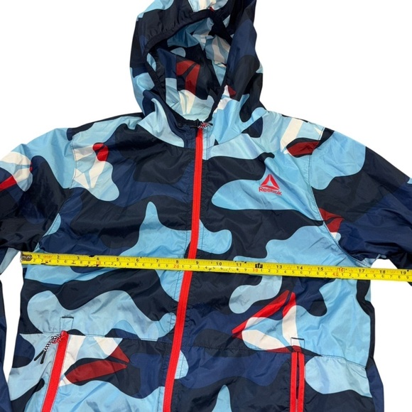 Reebok Blue Camo Boys Blocker Size 10/12 L Red Zip Lightweight Jacket Athletic - Picture 12 of 14